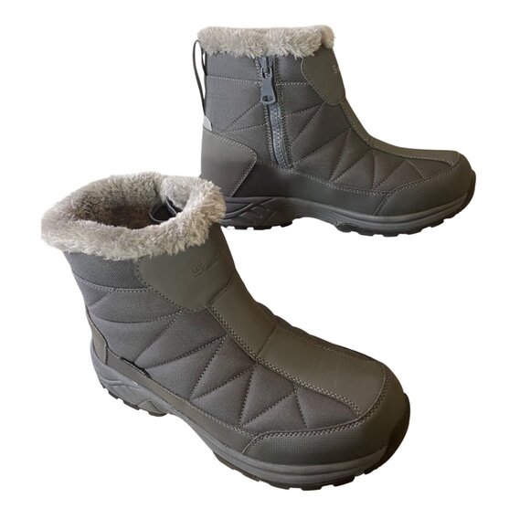 Silent Care Gray Ankle Boots Faux Fur Lining Anti Slip Lightweight Size 10 - Picture 3 of 9